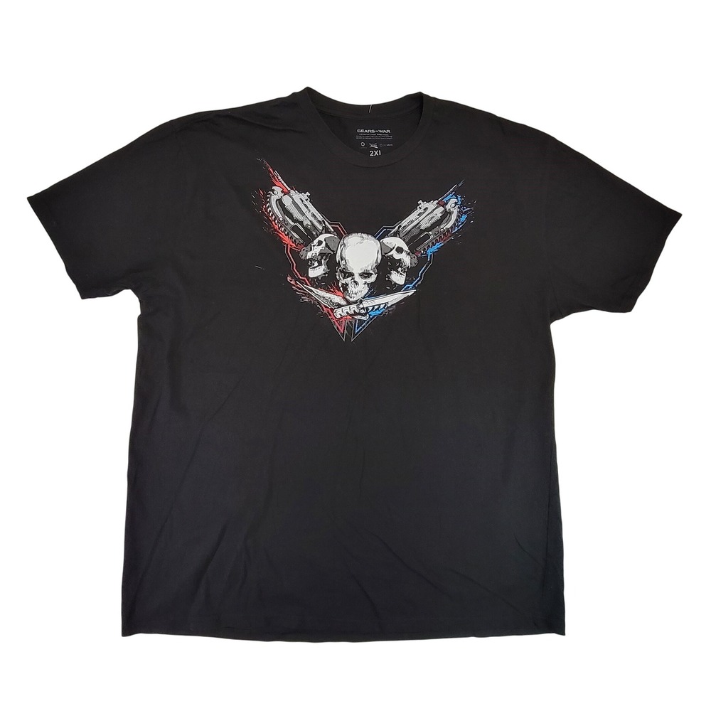 Gears of War 4‎ Skull Chainsaw Graphic T-Shirt Black 2XL Men Video Game